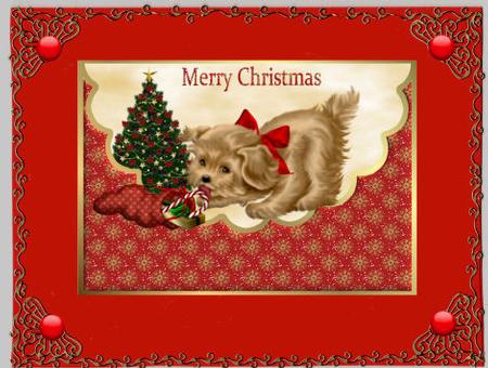 Cute Christmas Puppy Envelope Card with Decoupage by Jan Barcelo