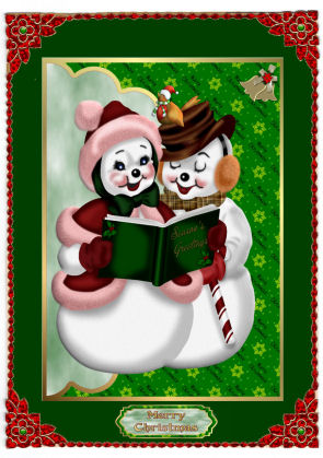 Snowmen Carollers Envelope Card by Jan Barcelo