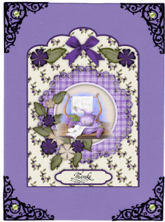 Christmas Flowers Scallop Top Card Fronts in Blue and Purple by Jan Barcelo
