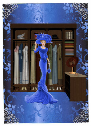 Blue Metallic Floral Embossed Background Paper by Jan Barcelo