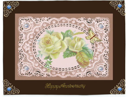 Elegant Cream Rose on Lace Frame by Jan Barcelo