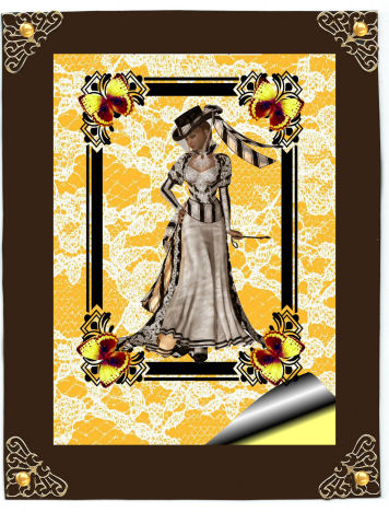 Elegant Ladie with Butterflies A4 Topper by Jan Barcelo