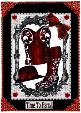 Red Basque with Boots in Lace Frame by Jan Barcelo