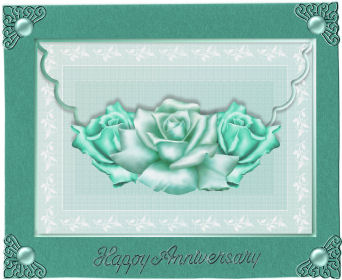 Mint Green Pastel Roses Scalloped Edge Envelope Card by Jan Barcelo