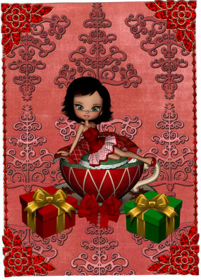 Dark Red Metallic Christmas Trees A4 Backing Paper by Jan Barcelo