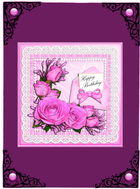 Birthday Roses Lace N Pearls Fan Pyramage Topper by Jan Barcelo