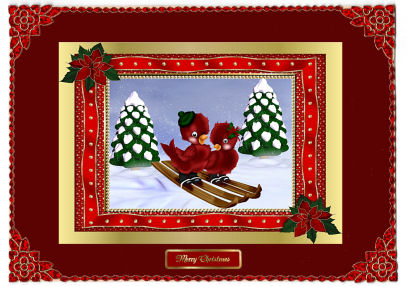 Christmas Ski Birds with Decoupage by Jan Barcelo
