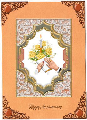 Peach Rose Ornate Diamond 7x5in Matching Card Insert by Jan Barcelo