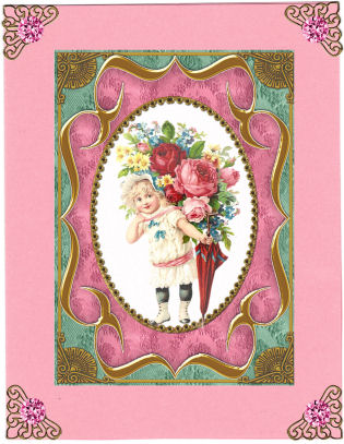 Floral Pink Bell Fancy Bracket 7x5in Matching Card Insert by Jan Barcelo