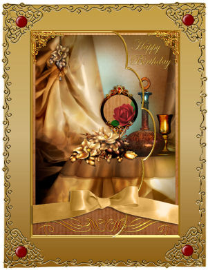 Autumn Gold Birthday Envelope Card by Jan Barcelo