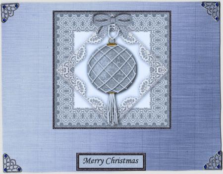 Blue Bauble 8x8 Square Topper Sheet by Jan Barcelo