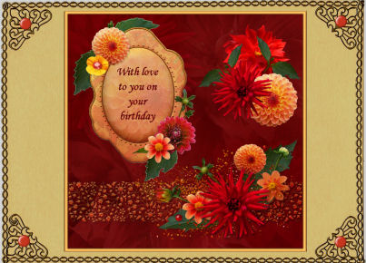 Delighful Dahlias 8x8 Card Front with Decouapge by Jan Barcelo