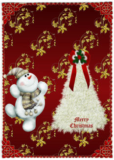 Embossed Holly Flourishes in Red and Gold by Jan Barcelo
