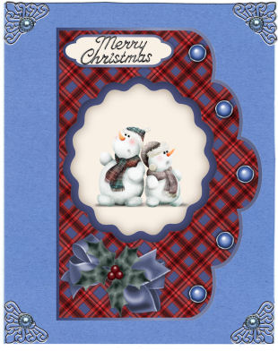 Christmas Plaids Scallop Card Bases - Blue and Red by Jan Barcelo