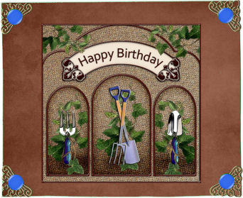 Gardening Birthday Fan Pyramage Topper by Jan Barcelo