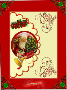 Vintage Christmas Santa in Glass Dome with a Bow Horn by Jan Barcelo