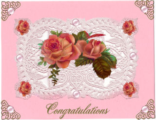 Elegant Floral Rose in Shades of Red on Lace Background Quick Card by Jan Barcelo