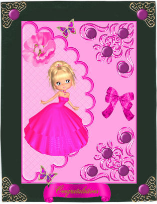 Pretty Lady in Pink with Pink Rose on Scalloped Envelope by Jan Barcelo