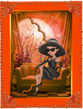 Elegance Orange Scalloped Edge Envelope Card by Jan Barcelo