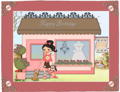 Girl Goes Shopping with Her Dog Decoupage by Jan Barcelo