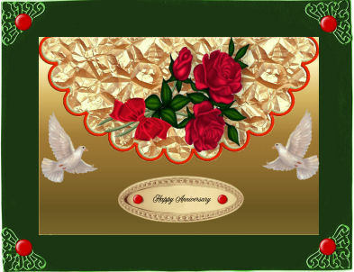 Beautiful Red Roses, with Dove on Scalloped Envelope by Jan Barcelo