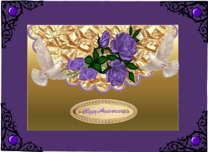 Beautiful Purple Roses, with Dove, on Scalloped Envelope by Jan Barcelo