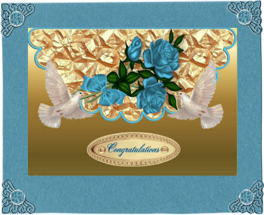 Beautiful Turq Roses with Dove on a Scalloped Envelope by Jan Barcelo