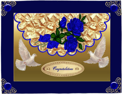 Beautiful Blue Roses with Dove on a Scalloped Envelope by Jan Barcelo