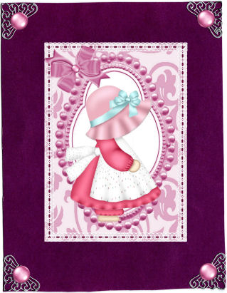 Sweet Bonnet Girl in Bead Frame by Jan Barcelo