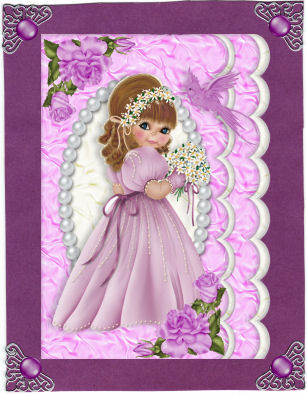 Pretty Little Lady with Bird and Roses A4 by Jan Barcelo
