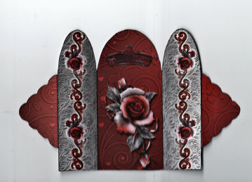 Scalloped Gate Fold Damask and Roses by Jan Barcelo