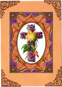 Violet Cross Fancy Bracket 7x5in Scalloped Bottom Stacker by Jan Barcelo