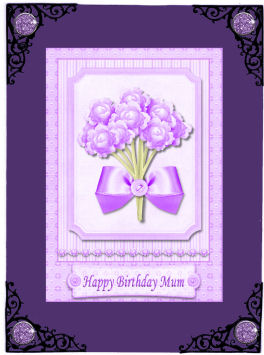 Purple Flowers Various Sentiments Mum Sister Auntie & Friend by Jan Barcelo