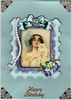 Pearl - Vintage 3D Frame Card Front or Topper with Decoupage by Jan Barcelo