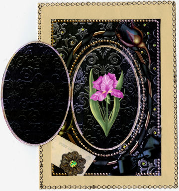 Black Damask Plain A5 Locket Card Front by Jan Barcelo