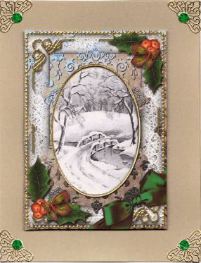 Snow Bridge Holly 7x5in Card Picture and Shaker Frame by Jan Barcelo