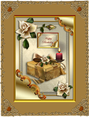 Golden Gift with White Roses by Jan Barcelo