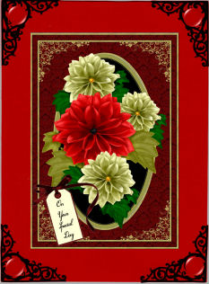 Cream & Red Dahlias by Jan Barcelo