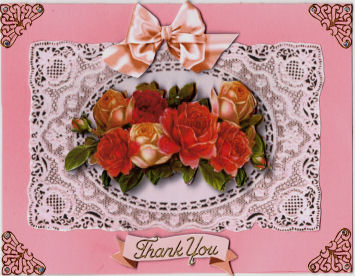 Red & Pink Roses on Ecru Lace by Jan Barcelo