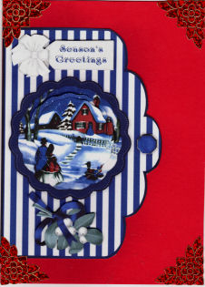 A Christmas Homecoming Scallop Card and Shaped Pyramage by Jan Barcelo