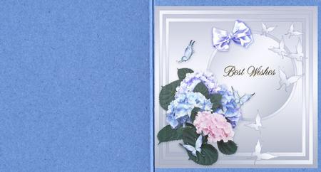 Hydrangeas on a Blue Ornate Panel - 8in x 8in Insert Plate by Jan Barcelo