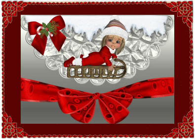 Little Girl in Red Santa Suit on Sledge by Jan Barcelo