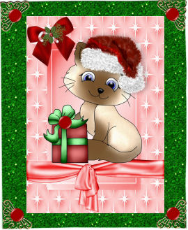 Cute Cat with Fur Santa Hat On by Jan Barcelo