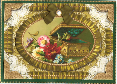 Floral Music Box Lace N Ruffles Card Front Step by Step by Jan Barcelo
