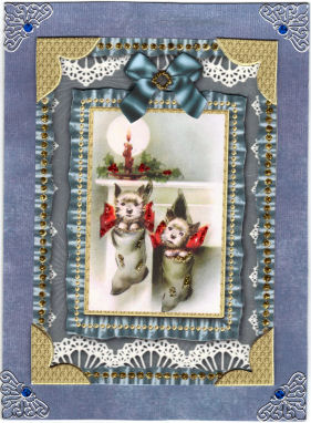 Christmas Puppy Stocking Ruffle Card Front Step by Step by Jan Barcelo
