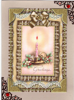 Christmas Greetings Candle Ruffle Card Front Step by Step by Jan Barcelo
