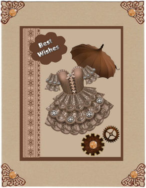 Best Wishes Steampunk Card Front by Jan Barcelo