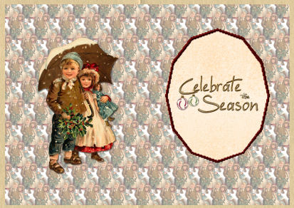 Vintage Christmas Children in the Snow Insert by Jan Barcelo