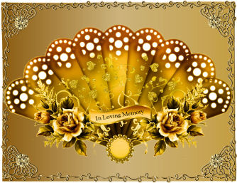 Golden Yellow Roses Fan & Stand by Jan Barcelo