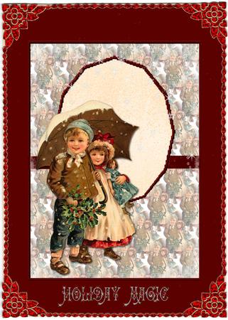 Vintage Christmas Children in the Snow Decoupage by Jan Barcelo